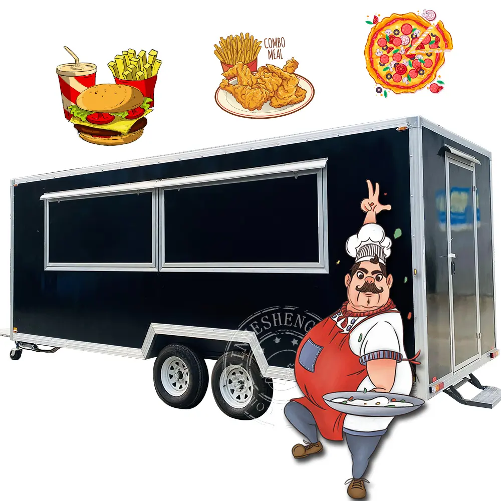 12ft Fully catering Equipped Food Truck hot dog food cart USA Customized Food Trailer With Full restaurant Kitchen Equipments