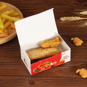 Boîte <span class=keywords><strong>de</strong></span> chips <span class=keywords><strong>de</strong></span> poulet, emballage jetable pour snacks rapides, carton alimentaire blanc personnalisable <span class=keywords><strong>de</strong></span> forme carrée - Product Image 2