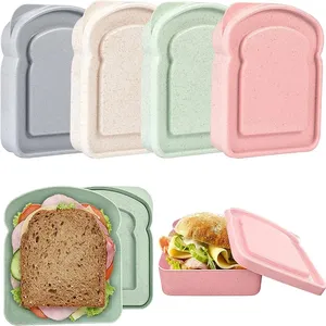 Toast Shaped Portable Leak Proof Eco-Friendly Carton Lunch <b>Box</b> Lid Bread Sandwich <b>Box</b> <b>Kitchen</b> Outdoor Picnic Large-capacity - Product Image 1