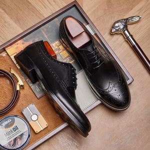 Zapatos Brogue Hechos a Mano de Cuero Genuino, Personalizados y a la Moda, Estilo Retro Otoñal, Lujosos y Profesionales para Hombre, Resistentes al Agua - Product Image 5