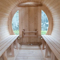 Sauna de barril de madera para 4 a 6 personas, con calefacción eléctrica exterior, diseño rústico de madera maciza, funciona con enchufe de 220-240V