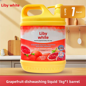 Detersivo per Piatti al Bicarbonato di Sodio e Pompelmo Naturale Liby, Bottiglia da 1Kg, Forte Sgrassante, Fragranza Fresca, per Uso Domestico e Alberghiero Quotidiano - Product Image 4