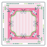 Ensemble de Mahjong Floral Cartoon à Quatre Couches en Acrylique Blanc, Rose et Vert, Motif Tulipe et Crocodile, Style Frais et Chic pour Fille Préppy en Vacances