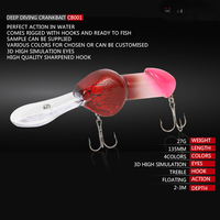 135mm 27g Grande Plongée Profonde Bite Hochet Minnow Crankbait Leurre De Pêche Dur Appâts Artificiels