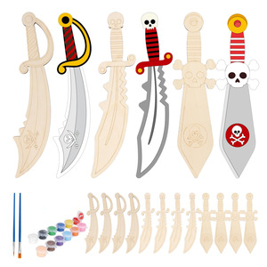 Colgante de cuchillo creativo estilo graffiti de madera, pintado y coloreado a mano, juguete educativo y de pintura DIY para niños. - Product Image 2
