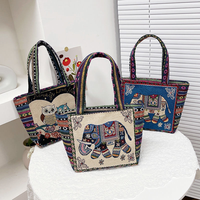Tas telepon rami kanvas Linen ramah lingkungan wanita tas Tote antik Retro etnik bordir kapasitas besar s tas tangan hadiah