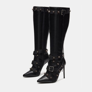 Botine Femme New Material Pointed Toe Designer Stiletto Heel Shoes Knee High Women <b>Boots</b> for 2024 - Product Image 1