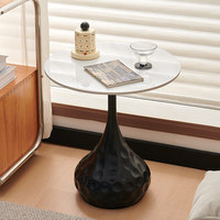 Table basse ronde en marbre de style italien, populaire sur Internet, pour petit appartement, luxe léger, couleur crème