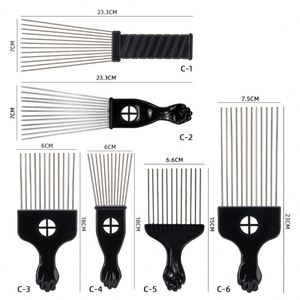 Hot Sale Black Fist Metal Fork <b>Comb</b> Stainless Steel Pin Hair Pick <b>Comb</b> Custom Logo Afro <b>Comb</b> for Black Men - Product Image 2