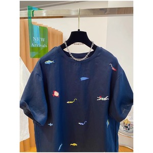 <span class=keywords><strong>T</strong></span>-<span class=keywords><strong>shirt</strong></span> da <span class=keywords><strong>donna</strong></span> casual allentata <span class=keywords><strong>in</strong></span> cotone e <span class=keywords><strong>lino</strong></span> con scollo rotondo, nuova collezione estiva 2026, all'ingrosso per boutique - Product Image 3