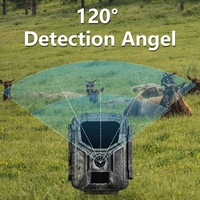 Caméra de surveillance extérieure sans fil 8K 60MP avec batterie 7800 mAh, énergie solaire, étanche IP66, vision nocturne infrarouge pour la chasse
