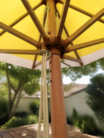 Parasol de terrasse octogonal 8FT jaune et blanc rayé, avec mât en aluminium et système de tension par corde, pour jardin extérieur