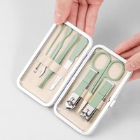 Kit de manucure et pédicure en acier inoxydable pour usage domestique, avec lime à ongles, cure-oreille, ciseaux à sourcils et repousse-cuticules
