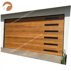 Puerta de garaje enrollable seccional residencial automática de madera de belleza 16x8 - Product Image 4