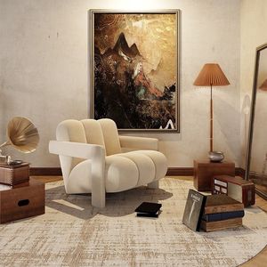 Sillón Individual <span class=keywords><strong>de</strong></span> Lujo para Sala <span class=keywords><strong>de</strong></span> Estar, Tapizado en Estilo Crema, Sillón <span class=keywords><strong>de</strong></span> Diseño para Relajación, Asiento Individual para Balcón o Dormitorio - Product Image 2