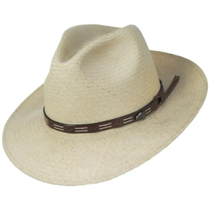 Panama Straw Fedora <b>Hat</b> for Men Wide Brim Cowboy Style Sun <b>Hat</b> with Leather <b>Band</b> for Outdoor - Product Image 1