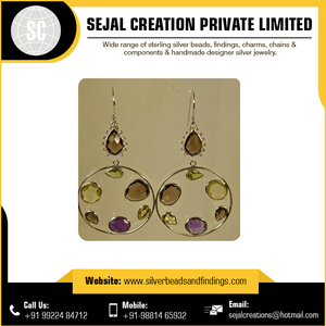 Unisex Indian Gemstone <b>Stud</b> Earrings 925 Sterling <b>Silver</b> <b>Silver</b> Plated Religious Style Number Shape/Pattern for Sale - Product Image 4
