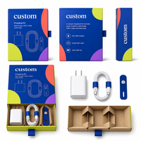 Boîte d'emballage personnalisée avec logo imprimé en couleur pour kit de charge, boîte à tiroir, boîte de protection pour chargeur mural, câble USB-C, accessoire pour smartphone