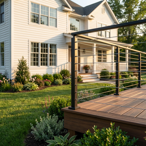 Sistema de Barandilla de Cable de Acero Inoxidable Negro de Fácil Instalación, <span class=keywords><strong>Balaustrada</strong></span> de Cable Metálico <span class=keywords><strong>Prefabricada</strong></span> para Terraza y Escaleras Exteriores - Product Image 5