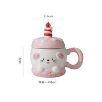 Tasse en céramique chat mignon de haute valeur pour les filles avec couvercle cuillère motif Halloween 401-500ml capacité micro-ondes cadeau d'anniversaire