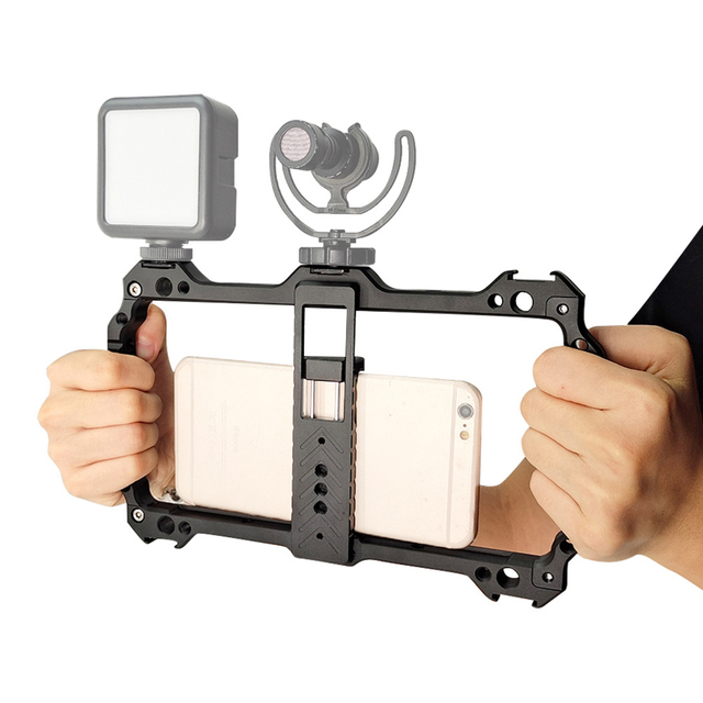 Universal Portable Phone Cage Video Photography Rig Vlog for Xiaomi for iPhone Outdoor Travel Stabilizer Microphone Fill Lights