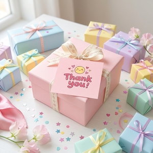 Biglietti di ringraziamento rosa Kawaii con design a cartoni animati, <span class=keywords><strong>stampa</strong></span> personalizzata del logo, per matrimoni, compleanni, regali aziendali, cancelleria OEM - Product Image 4