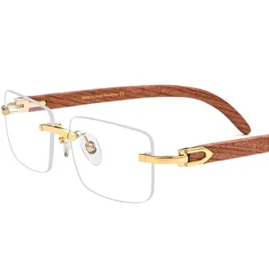Buffalo Horn Glasses Frame Men Square Rimless High Quality Women Prescription Eyeglasses Luxury Optical Frame Eyewear 8100907