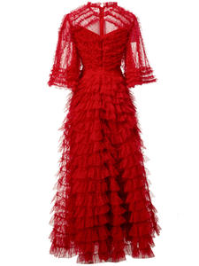 מסיבת ערב מרופפת ערב 2025 נשים קיץ מהודר רקמה flflare שרוול סקסי רשת טולה סקסי טולה רשת שרוולים ארוכים אדום 4xl - Product Image 4