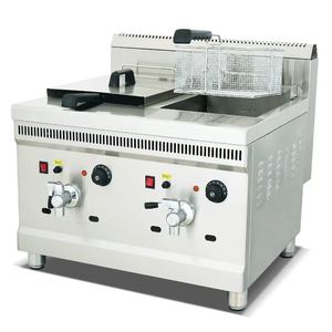 Gazlı Fritöz 2 Hazneli Tezgah Üstü Büyük Kapasiteli Kızarmış Domuz Pirzolası Tavuk Göğsü Çıtır Kızarmış Tavuk Patates Cipsi Kızarmış Tempura İçin - Product Image 1