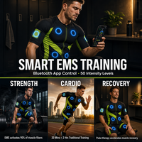 Combinaison de stimulation musculaire EMS sans fil avancée avec 14 électrodes sèches, pulsations multicanal, équipement d'entraînement haute performance pour femmes
