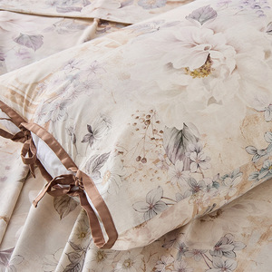 Modale Cotton Linen <b>Bedding</b> <b>Set</b> 1.8m Retro Floral Pattern Breathable Four Piece <b>Set</b> - Product Image 3