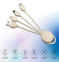 Câble de charge 4 en 1 en paille de blé biodégradable éco-responsable, charge rapide 3A, 60 cm, 80 cm, Micro USB Type C pour transfert de données téléphoniques