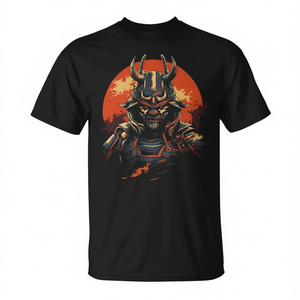 T-shirt graphique Samurai Armor pour hommes, noir, col rond, manches courtes, imprimé numérique - Product Image 2