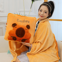 Couverture-coussin 3D Capybara en peluche 2-en-1 multifonctionnelle, couette climatisante pour canapé, sieste, voiture, voyage, cadeau, vente en gros