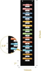 Organisateur mural suspendu à 14 poches pour cartes de visite (Polyester noir 57''H) – Idéal pour le bureau - Product Image 3