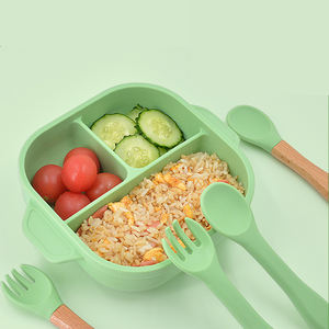 ชามซิลิโคนสำหรับเด็ก 3 ช่อง น่ารัก ใช้งานในครัวเรือน ปลอดภัยสำหรับอาหาร เหมาะสำหรับป้อนอาหารและให้นมเด็กวัยหัดเดิน ผลิตภัณฑ์สำหรับเด็ก - Product Image 2