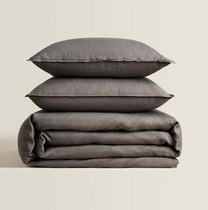 Set di Lenzuola e Copripiumino in Lino <span class=keywords><strong>Francese</strong></span> 100% Morbido e Resistente, Colore Carbone, Personalizzabile con Logo e Dimensioni, Vendita all'Ingrosso - Product Image 1