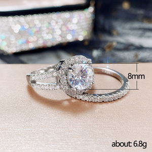 Set di Anelli in Zirconia Cubica per Donne, Gioielli per Fidanzamento e Matrimonio - Product Image 4