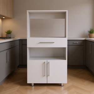 Armadio Dispensa Bianco Glenwood in MDF, Soluzione Moderna di Stoccaggio per Cucina - Product Image 2