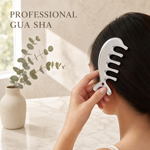 Herramienta Profesional de Masaje y Raspado de <span class=keywords><strong>Cabeza</strong></span> de Metal para Spa, Portátil, de Aleación de Zinc, Color Plateado, para Relajación Muscular y Crecimiento del Cabello, Peine Gua Sha - Product Image 4