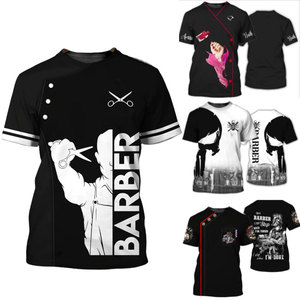 T-shirt personnalisé avec logo tendance pour salon de coiffure, impression 3D pour hommes et femmes, hauts à manches courtes - Product Image 2