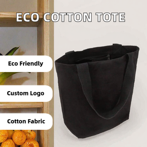 Bolsa de Mano de Lona de Algodón Ecológica y Moderna con Logotipo Personalizado y Patrón de Letras, con Cierre de Cremallera, para Compras, Viajes, Escuela - Product Image 2