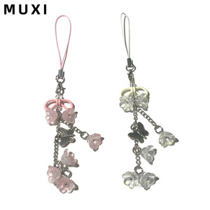 Thanh Lịch Dễ Thương Kim Loại Hoa Bướm Mặt Dây Chuyền Tươi Điện Thoại Di Động Chuỗi Trang Trí Phụ Kiện Với Dây Buộc PVC - Product Image 1