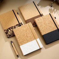 Cuaderno de Negocios Portátil Personalizado Tamaño A5 con Encuadernación Cosida y Diseño de Granos de Madera y Café