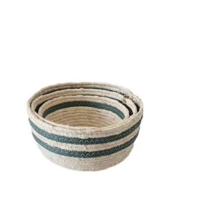 Venta caliente de gran capacidad de almacenamiento de cosméticos de escritorio merienda cesta de almacenamiento de artículos diversos cuerda de papel + cesta de almacenamiento tejida de maíz