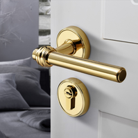 ZAMAK Titane or Universel Bouton De Porte Chambre Split Porte Serrure Poignée Or Brillant Quincaillerie Poignées pour Portes Intérieures