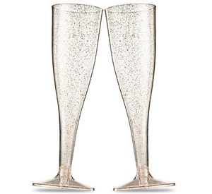 Verre à vin rouge en plastique haut et fin de 6,5 oz avec poudre d'or, verre à cocktail, verre à champagne jetable - Product Image 1
