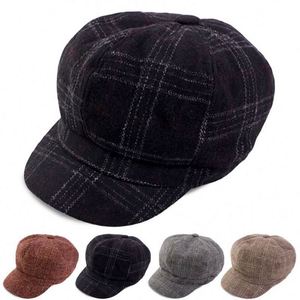 Ready to Ship Plaid Pattern Beret Cap Fashion Newsboy <b>Hat</b> Polyester/Cotton Casual Party Autumn Winter Beret <b>Hats</b> - Product Image 2