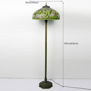LongHuiJing 20-inch Design Stained Glass Bowl Shade Tiffany-Style LED E27 Floor Lamp Traditional Bronze Adjustable Height - Product Image 4