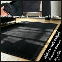Moquette ignifuge noire unie mur à mur, moquette commerciale pleine surface, pour hall d'hôtel, bureau, projet sur mesure, en polypropylène
